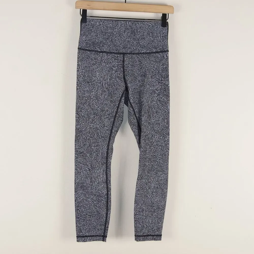 Lululemon Wunder Under High Rise Line Up Black White Ankle Leggings Womens Sz 6
